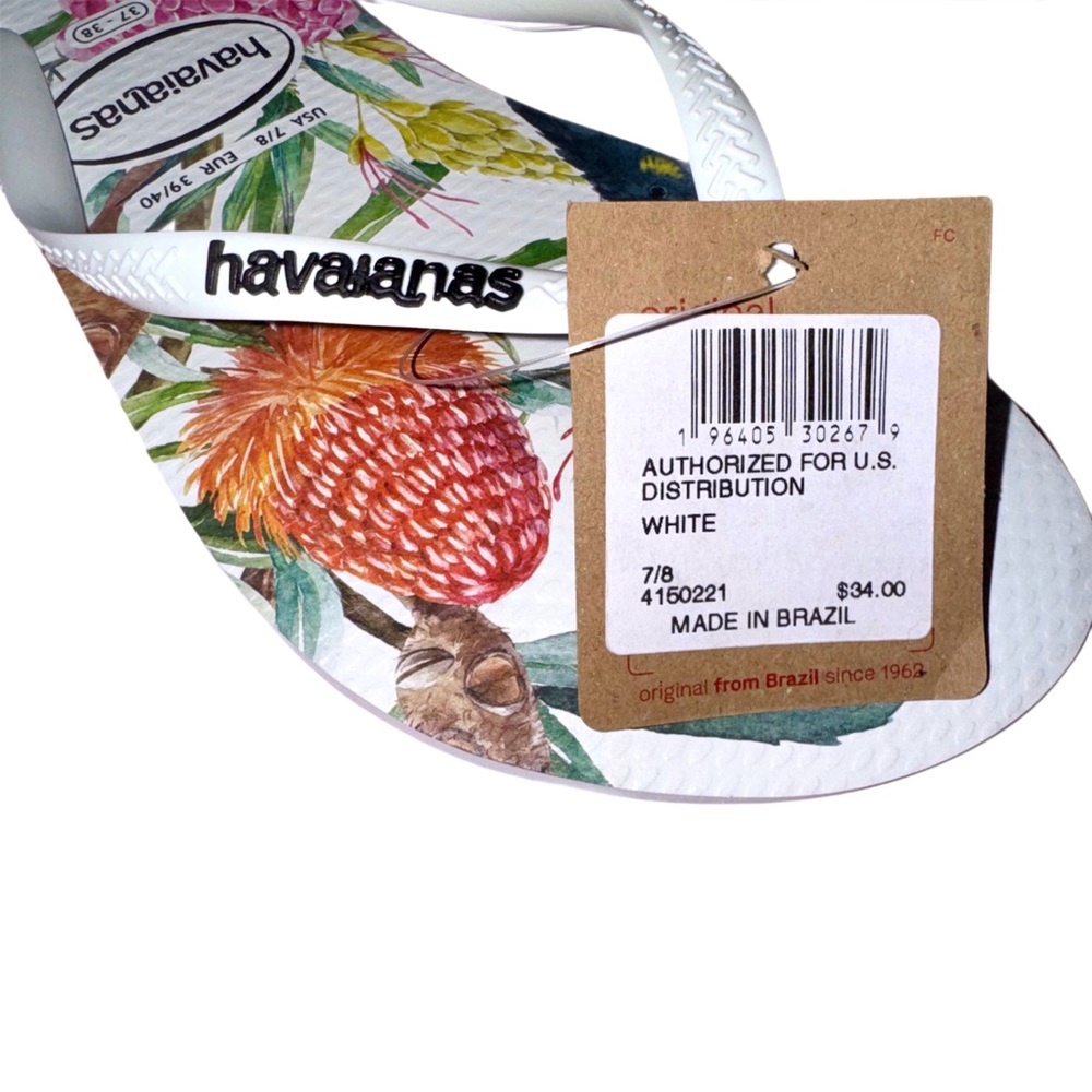 **SOLD** Havaianas Slim Flora Flip Flop Floral Thong Sandals Women's Size 7/8 - Picture 7 of 12